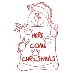 Redwork Christmas Bear 09(Lg) machine embroidery designs