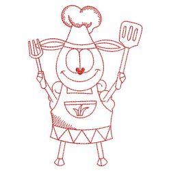 Redwork Animal Chef 06(Lg) machine embroidery designs