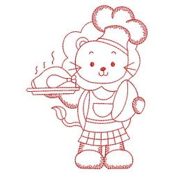 Redwork Animal Chef 08(Md) machine embroidery designs