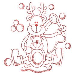 Redwork Bathtime Reindeer(Lg) machine embroidery designs