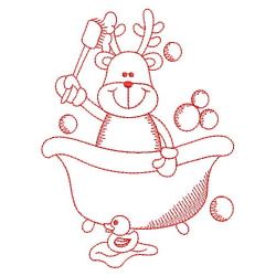 Redwork Bathtime Reindeer 02(Md) machine embroidery designs