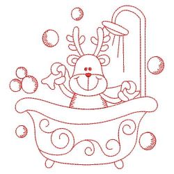 Redwork Bathtime Reindeer 04(Sm) machine embroidery designs