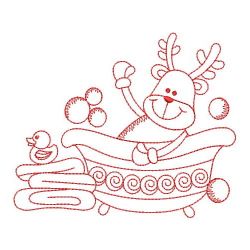 Redwork Bathtime Reindeer 05(Md) machine embroidery designs