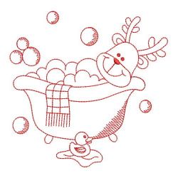Redwork Bathtime Reindeer 07(Md) machine embroidery designs