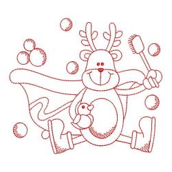 Redwork Bathtime Reindeer 08(Md) machine embroidery designs