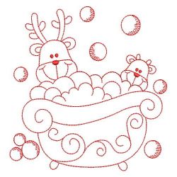 Redwork Bathtime Reindeer 10(Lg) machine embroidery designs