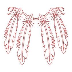 Redwork Indian Feathers 07(Sm) machine embroidery designs
