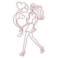 Redwork Lady 05(Md) machine embroidery designs