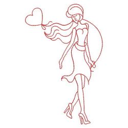 Redwork Lady 06(Md) machine embroidery designs