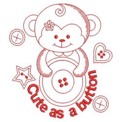 Redwork Cute As A Button 04(Md) machine embroidery designs