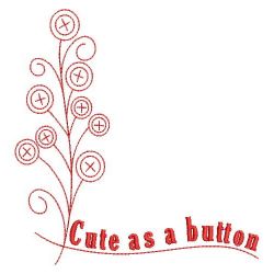 Redwork Cute As A Button 05(Md) machine embroidery designs