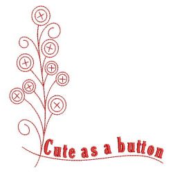 Redwork Cute As A Button 05(Lg) machine embroidery designs