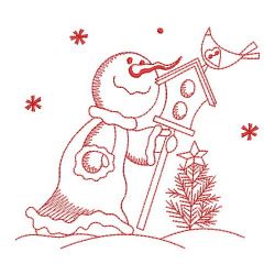 Redwork Winter Snowman 03(Lg)