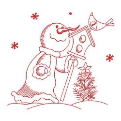 Redwork Winter Snowman 03(Sm)