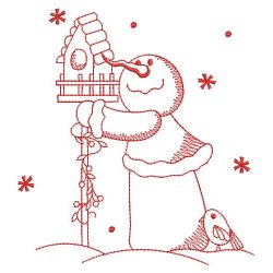 Redwork Winter Snowman 04(Sm)