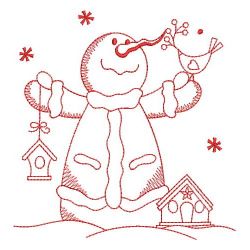 Redwork Winter Snowman 06(Sm)