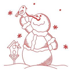 Redwork Winter Snowman 10(Sm)