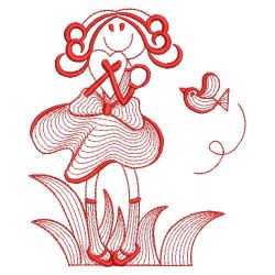 Redwork Valentine Girl 01(Lg) machine embroidery designs