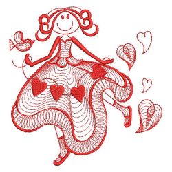 Redwork Valentine Girl 02(Lg) machine embroidery designs