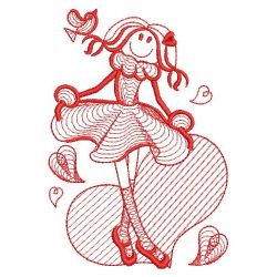 Redwork Valentine Girl 03(Md)
