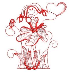 Redwork Valentine Girl 05(Sm)