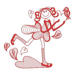 Redwork Valentine Girl 06(Lg) machine embroidery designs