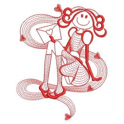 Redwork Valentine Girl 07(Md) machine embroidery designs