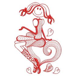 Redwork Valentine Girl 10(Md) machine embroidery designs