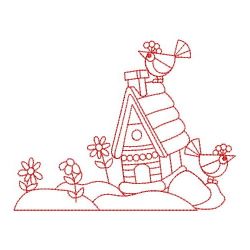 Redwork Birdhouse 10(Lg) machine embroidery designs