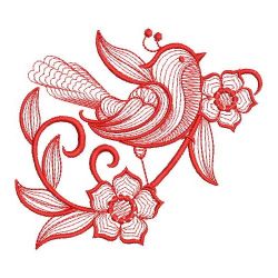 Redwork Rippled Birds 05(Lg) machine embroidery designs