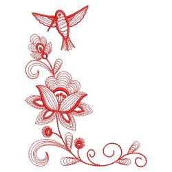 Redwork Rippled Flower Corner 01(Sm) machine embroidery designs