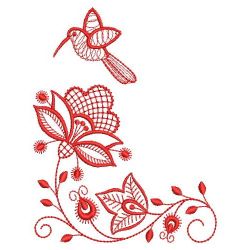 Redwork Rippled Flower Corner 02(Lg) machine embroidery designs