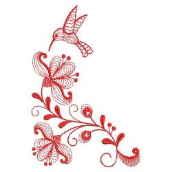 Redwork Rippled Flower Corner 03(Sm) machine embroidery designs