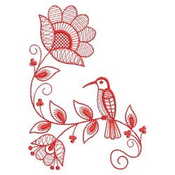 Redwork Rippled Flower Corner 04(Md) machine embroidery designs