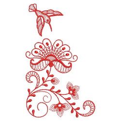 Redwork Rippled Flower Corner 05(Sm) machine embroidery designs