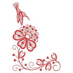 Redwork Rippled Flower Corner 07(Md) machine embroidery designs