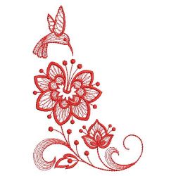 Redwork Rippled Flower Corner 08(Sm) machine embroidery designs