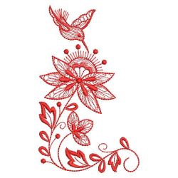 Redwork Rippled Flower Corner 09(Sm) machine embroidery designs