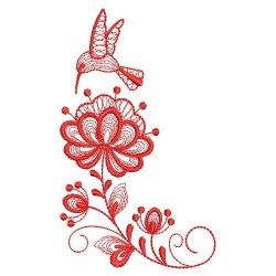 Redwork Rippled Flower Corner 10(Sm) machine embroidery designs