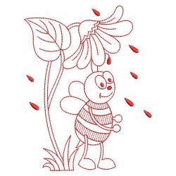 Redwork Bee 06(Md) machine embroidery designs