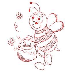 Redwork Bee 09(Md) machine embroidery designs