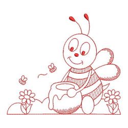 Redwork Bee 14(Md) machine embroidery designs