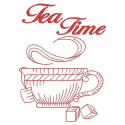 Redwork Tea Time 04(Lg) machine embroidery designs