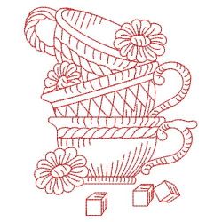 Redwork Tea Time 07(Md) machine embroidery designs