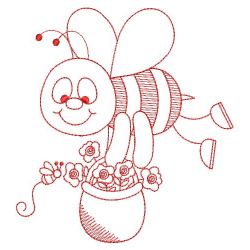 Redwork Spring Bee 04(Lg) machine embroidery designs