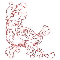 Redwork Rosemaling Bird 02(Sm)