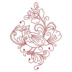 Redwork Rosemaling Bird 05(Lg) machine embroidery designs