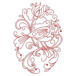 Redwork Rosemaling Bird 06(Sm) machine embroidery designs