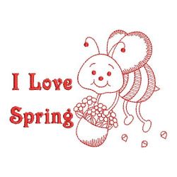 Redwork Spring Bee 04(Md) machine embroidery designs