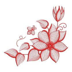 Redwork Rippled Flowers 02(Sm)